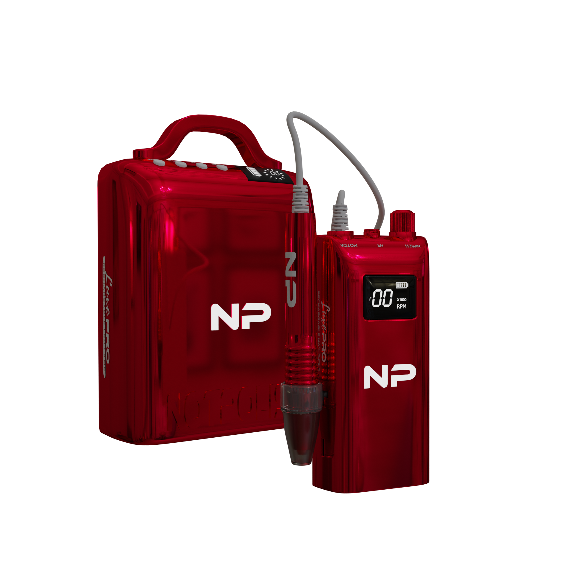 Notpolish -  RED CHROME LUXE PRO LED LAMP & DRILL BUNDLE -